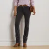 Ralph Lauren Stretch Corduroy Mid-rise Straight Pants In Black