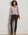Ralph Lauren Stretch Corduroy Mid-rise Straight Pants In Black