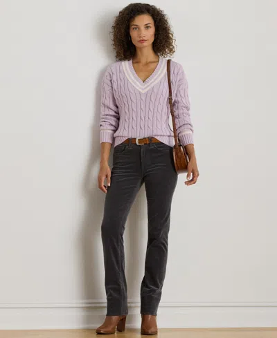 RALPH LAUREN STRETCH CORDUROY MID-RISE STRAIGHT PANTS