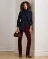 Ralph Lauren Plus Size Stretch Mid-rise Straight Pants In Burgundy