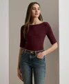 Ralph Lauren Stretch Cotton Boatneck T-shirt In Multi