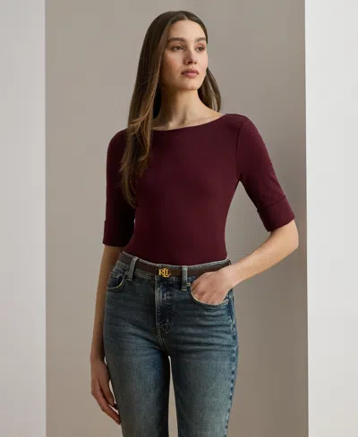 Ralph Lauren Stretch Cotton Boatneck T-shirt In Multi