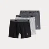 Polo Ralph Lauren Stretch Cotton Boxer Brief 3-pack In Black/greys