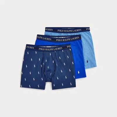Polo Ralph Lauren Stretch Cotton Boxer Brief 3-pack In Blue