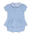 Ralph Lauren Stretch Cotton Collared Bodysuit In Blue