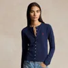 Polo Ralph Lauren Womens Newport Navy Brand-embroidery Long-sleeve Cotton-jersey Polo Shirt In Pink