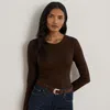 Ralph Lauren Women's Slim-fit Crewneck Tee In Brown