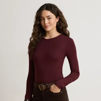 Ralph Lauren Stretch Cotton Long-sleeve Tee In Dark Garnet In Brown