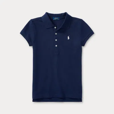 Ralph Lauren Kids' Stretch Cotton Mesh Polo Shirt In Blue