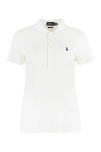 Ralph Lauren Stretch Cotton Piqu Olo Shirt In White