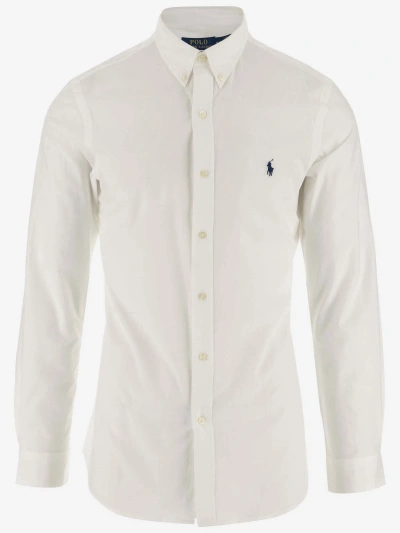 Ralph Lauren Stretch Cotton Shirt With Logo In White