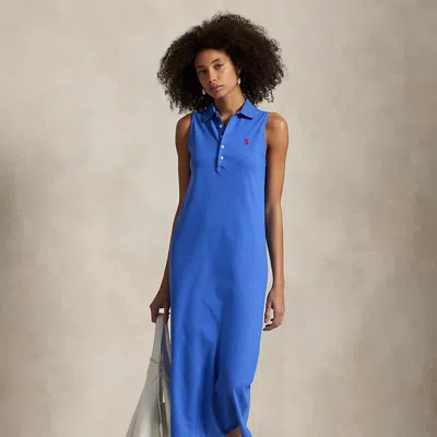 Ralph Lauren Stretch-cotton Sleeveless Polo Dress In Maidstone Blue