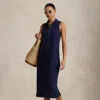 Ralph Lauren Stretch-cotton Sleeveless Polo Dress In Newport Navy