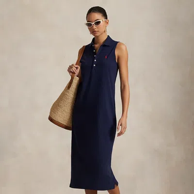 Ralph Lauren Stretch-cotton Sleeveless Polo Dress In Newport Navy