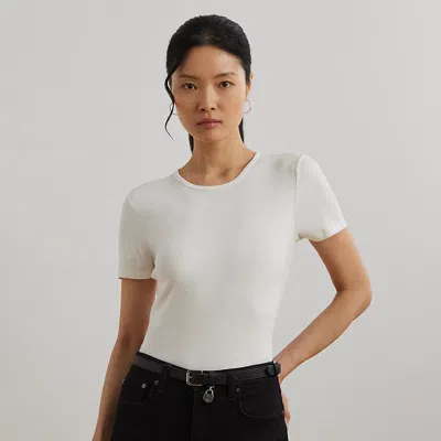 Ralph Lauren Plus Size Cotton-blend Boatneck Top In White