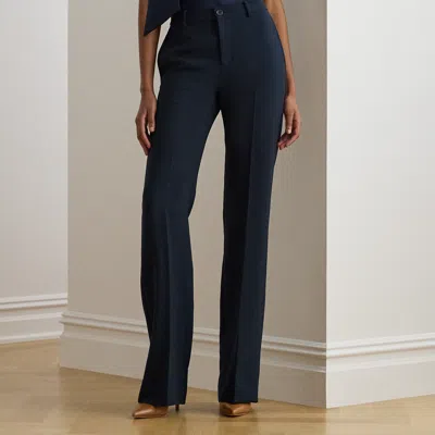 Ralph Lauren Stretch Crepe Straight Pant In Lauren Navy In Blue