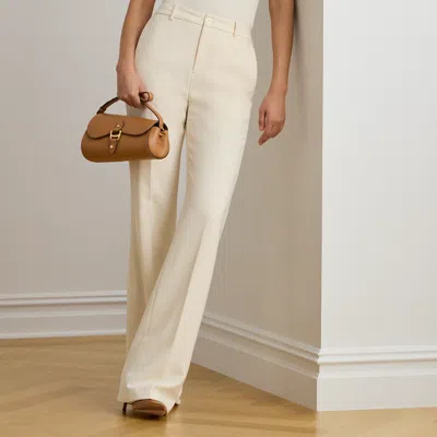 Ralph Lauren Stretch Crepe Straight Pant In Mascarpone Cream In Brown