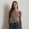Ralph Lauren Stretch Jersey Asymmetrical Top In Brown
