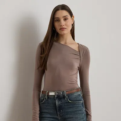 Ralph Lauren Stretch Jersey Asymmetrical Top In Brown