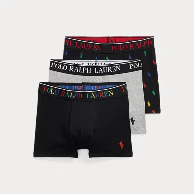 Ralph Lauren Kids' Stretch Jersey Boxer Brief 3-pack In Black