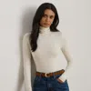 Ralph Lauren Stretch Jersey Turtleneck In Mascarpone Cream