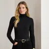 Ralph Lauren Stretch Jersey Turtleneck In Polo Black