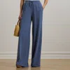 Ralph Lauren Stretch Jersey Wide-leg Drawcord Pant In Capri Blue