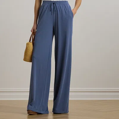 Ralph Lauren Stretch Jersey Wide-leg Drawcord Pant In Capri Blue