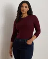 Ralph Lauren Cotton-blend Long-sleeve Top In Burgundy