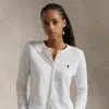 Polo Ralph Lauren Stretch Mesh Cotton Crewneck Cardigan In White