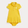 Ralph Lauren Stretch Mesh Polo Dress & Bloomer In Yellow
