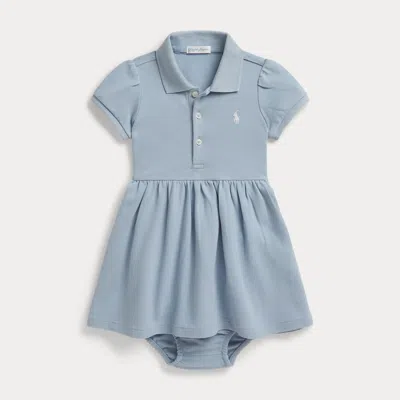 Ralph Lauren Babies'  Stretch Mesh Polo Dress & Bloomer In Blue