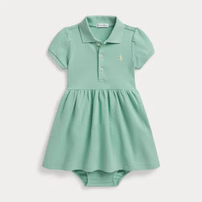 Ralph Lauren Babies'  Stretch Mesh Polo Dress & Bloomer In Green