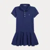 Ralph Lauren Kids' Stretch Mesh Polo Dress In Blue