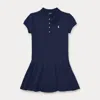 Ralph Lauren Kids' Stretch Mesh Polo Dress In Blue