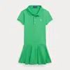 Ralph Lauren Kids' Stretch Mesh Polo Dress In Green