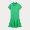 Ralph Lauren Kids' Stretch Mesh Polo Dress In Green