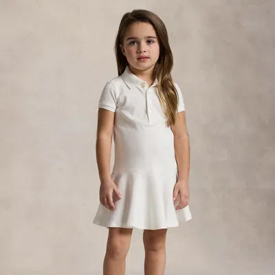 Ralph Lauren Kids' Stretch Mesh Polo Dress In White