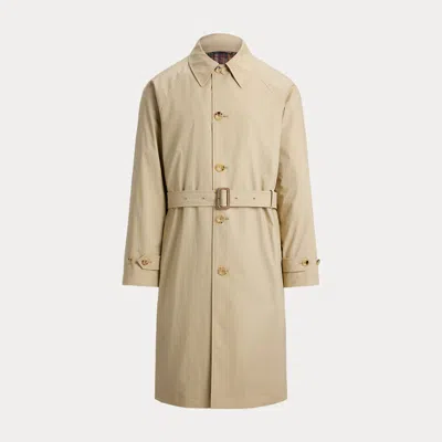 Ralph Lauren Stretch Poplin Balmacaan Coat In Brown