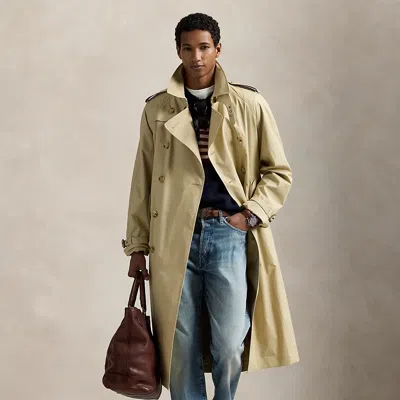 Ralph Lauren Stretch Poplin Trench Coat In Coastal Beige
