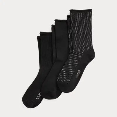 Ralph Lauren Stretch Roll-top Sock 3-pack In Black