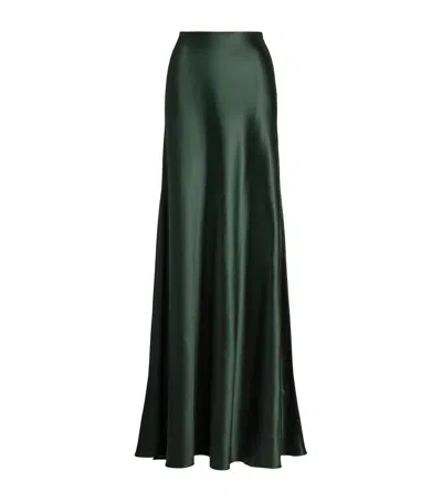 Ralph Lauren Stretch Satin Masina Maxi Skirt In Green
