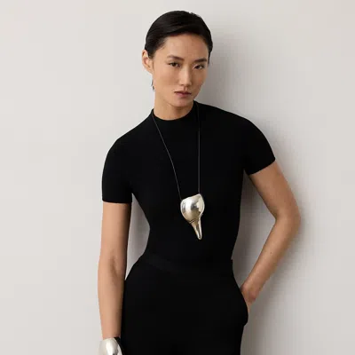 Ralph Lauren Stretch Short-sleeve Sweater In Black