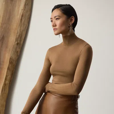 Ralph Lauren Stretch Silk Jersey Mockneck Sweater