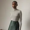 Ralph Lauren Stretch Silk Jersey Mockneck Sweater In Gray
