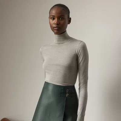 Ralph Lauren Stretch Silk Jersey Mockneck Sweater In Gray