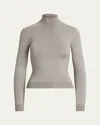 Ralph Lauren Mulberry Silk-blend Turtleneck Sweatshirt In Gray