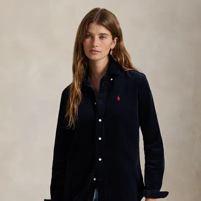 Ralph Lauren Stretch Slim Fit Cotton Corduroy Shirt In Blue