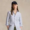 Polo Ralph Lauren Stretch Slim Fit Striped Oxford Shirt In White/heritage Royal