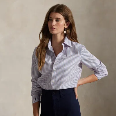 Ralph Lauren Stretch Slim Fit Striped Poplin Shirt In Multi